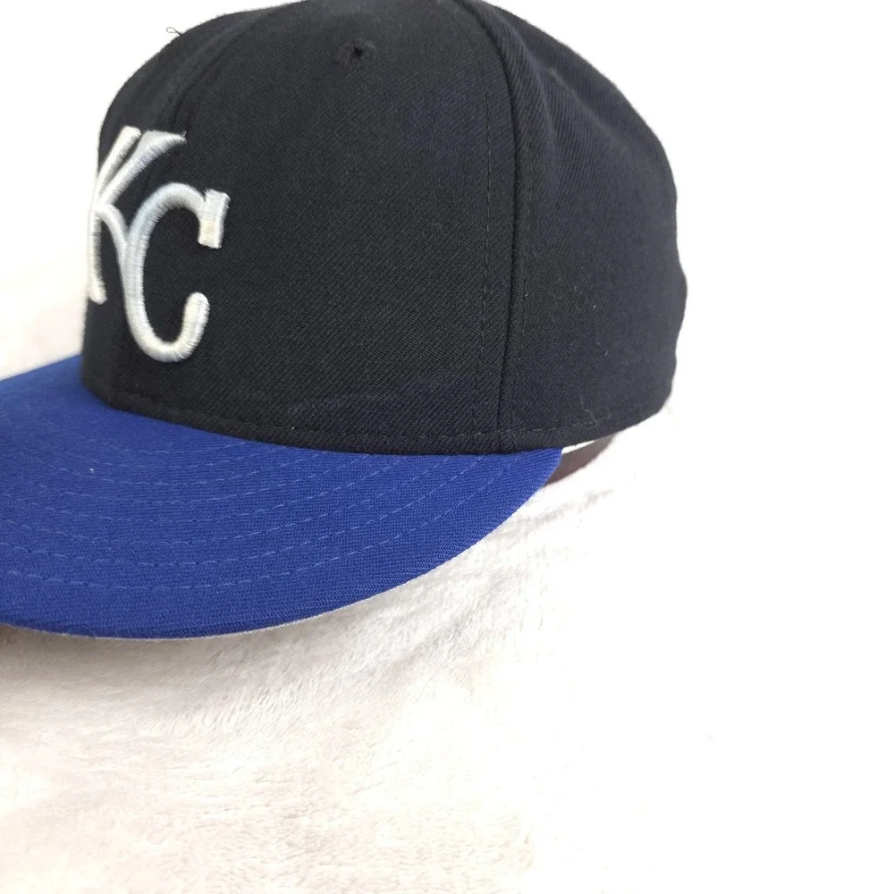 VINTAGE Kansas City Royals Hat Authentic Cap Wool Mens 7 5/8 Black‎ Blue MLB USA